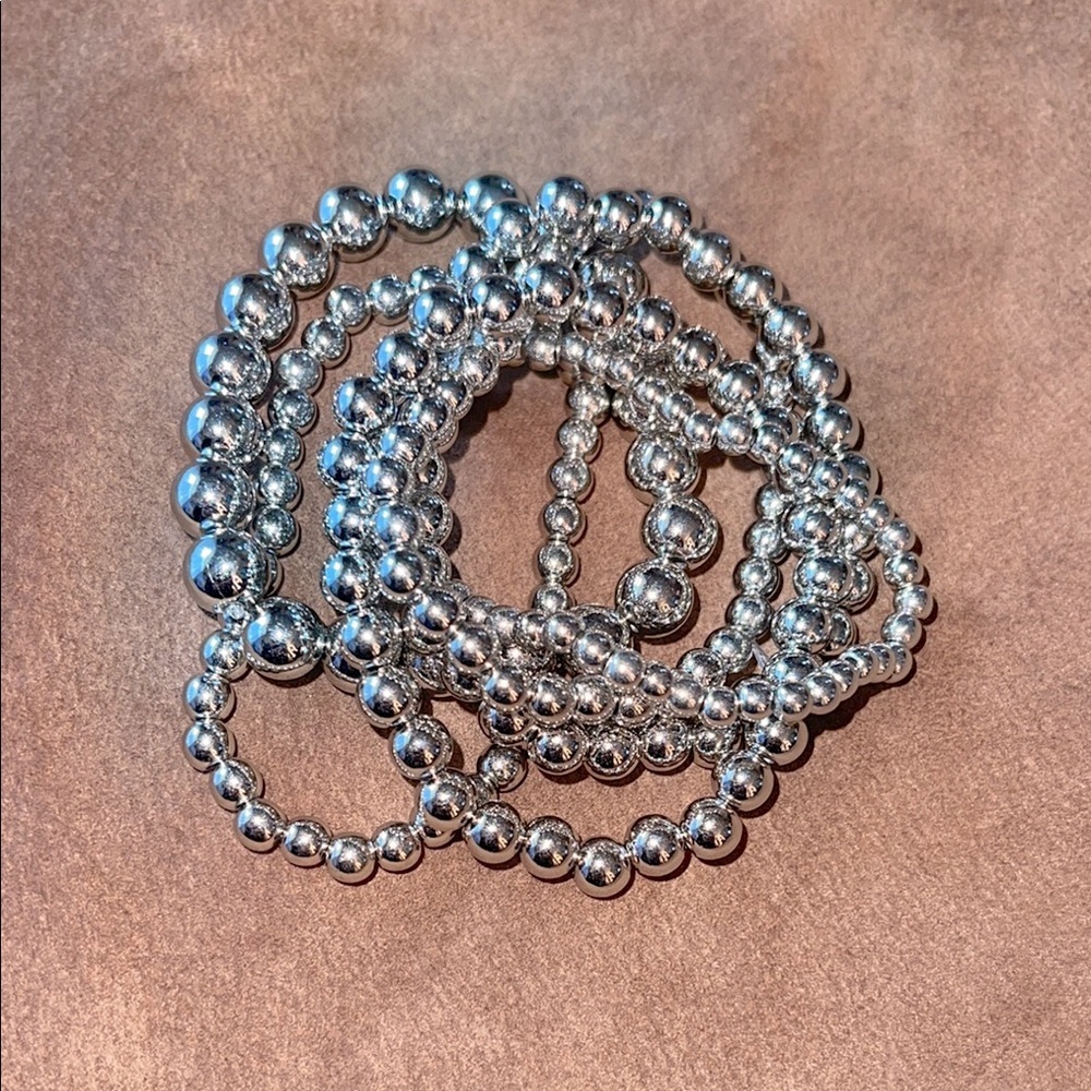 6 Playful Silver Beaded bracelets​ - Picture 2 of 4